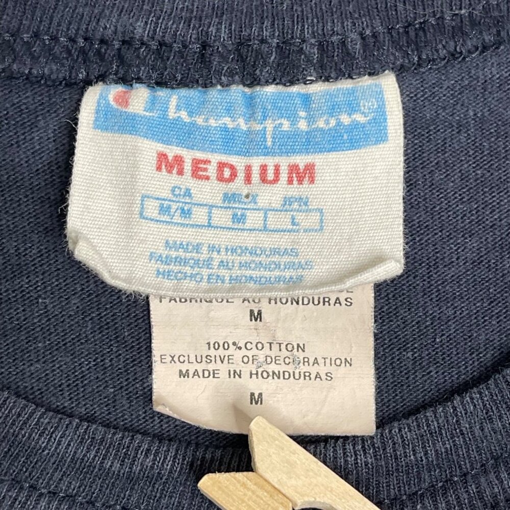 Vintage Champion Big C Logo Embroidered T Shirt Mens M Navy Blue Sportswear‎ - Picture 3 of 8